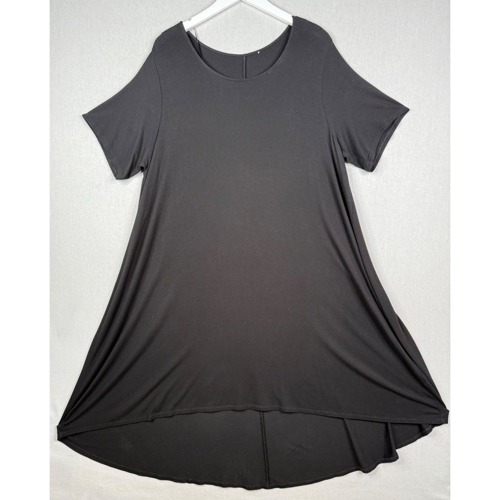 Chico's T-Shirt Dress Womens 3 XL 16 Black Short Sleeve Lagenlook Minimalist